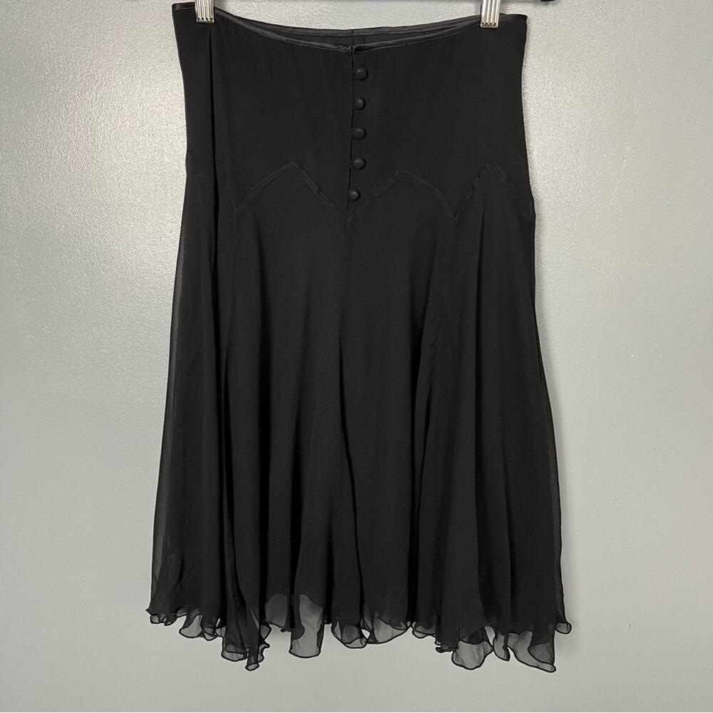 Milly Black Midi Skirt with Button Front